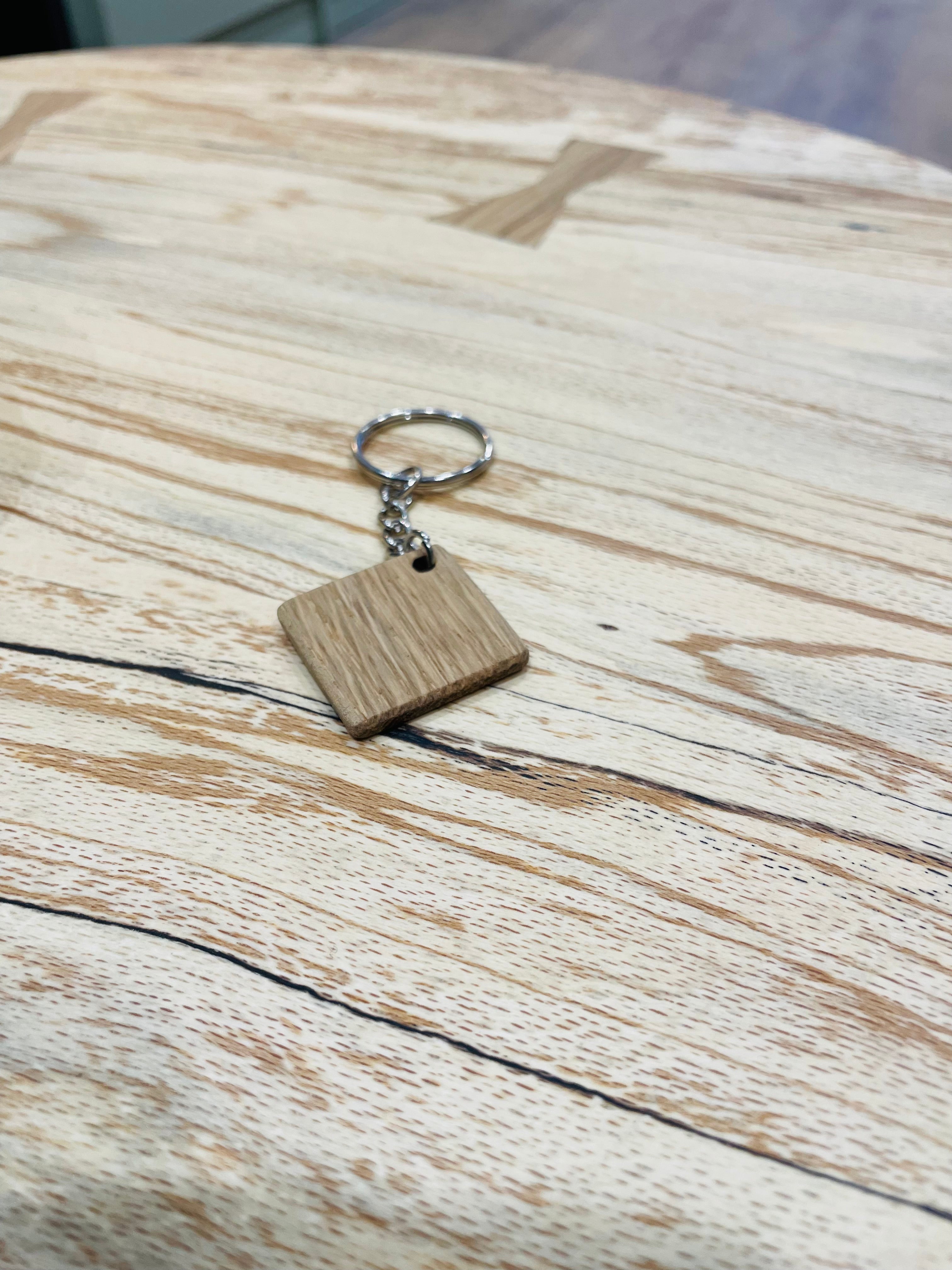 Heritage Scottish Oak 1” slab Hardwood Keyring