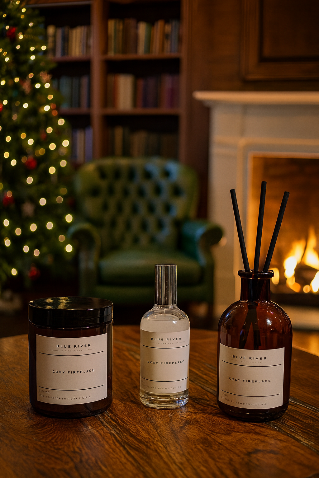 Cosy Fireplace Christmas home fragrance gift set